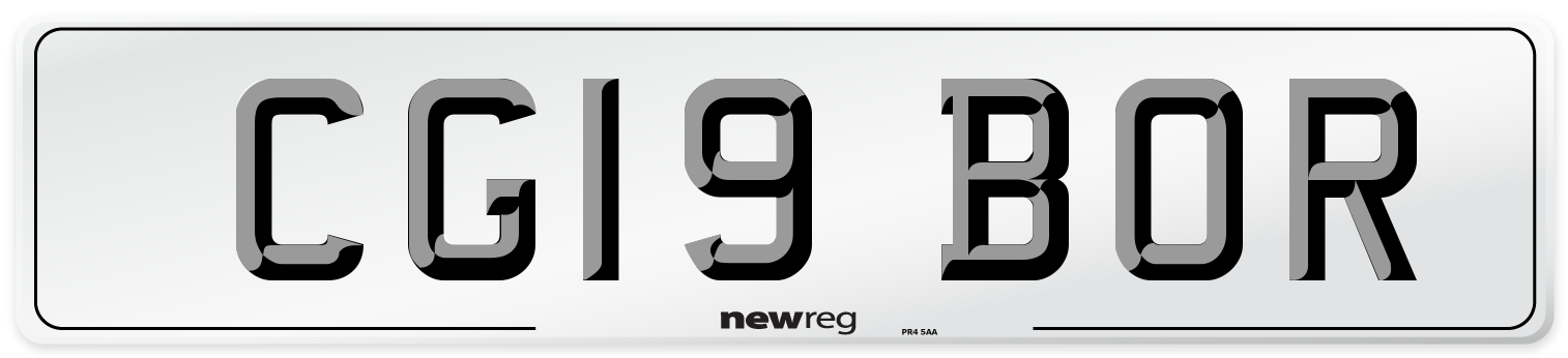 CG19 BOR Number Plate from New Reg